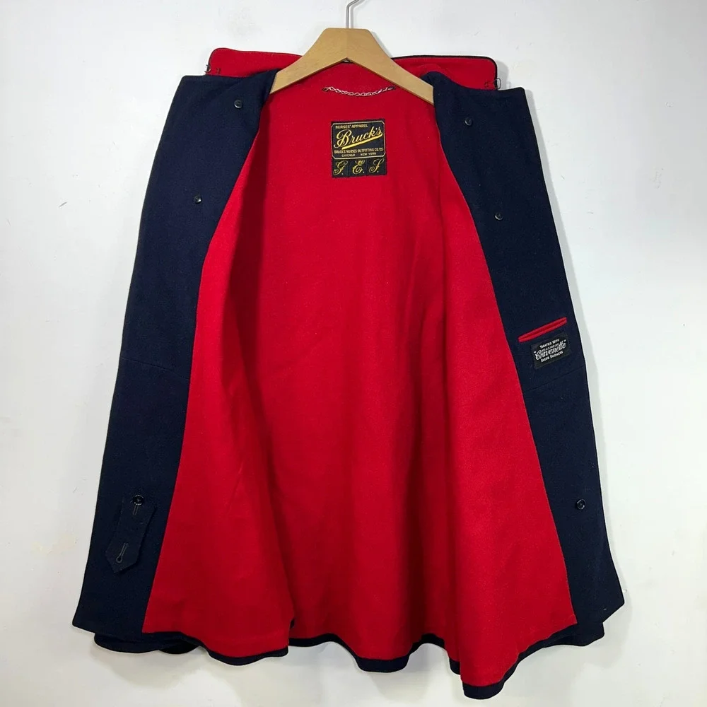 VTG Bruck's Nurses Cape Navy Blue Wool WWII Era 1940's Nursing W.M.H. -Excellent